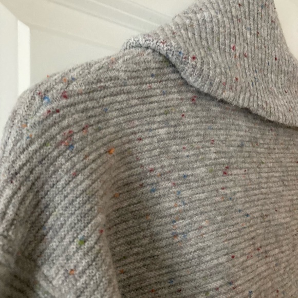 LOFT small sweater gray cowl neck ribbed - Picture 7 of 12